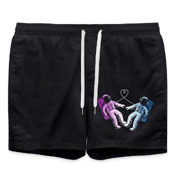 2 Astronauts in Love - Swim Trunks - black - Front - AI Model Male 185 light (185cm)