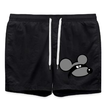 Mouse Evil Robber Ninja Raid Thief Cloth Eyes - Swim Trunks - black - Front - AI Model Male 185 light (185cm)