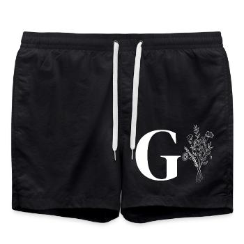 Lette g fleurs minimalistes - Short de bain - noir - Devant - AI Model Male 185 light (185cm)
