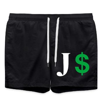Buchstabe j Dollar - Badeshorts - Schwarz - Vorne - AI Model Male 185 light (185cm)