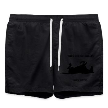 They see me rollin they hatin - Pferd dreckig - Badeshorts - Schwarz - Vorne - AI Model Male 185 light (185cm)