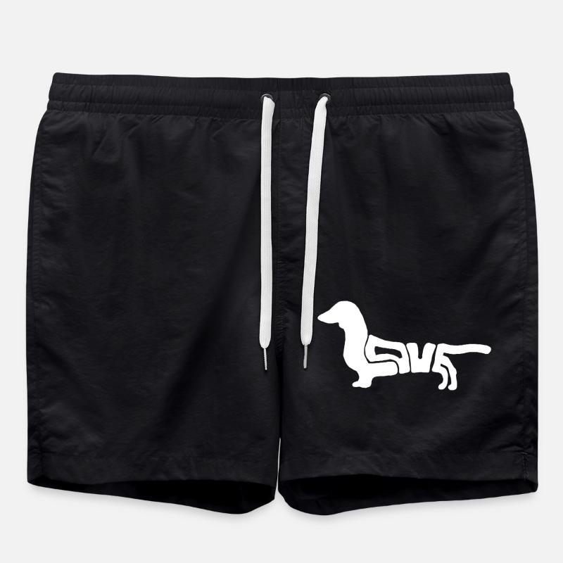 Dachshund Dog Love - Swim Trunks - black