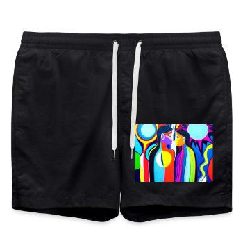 Cultural diversity abstract - Swim Trunks - black - Front - AI Model Male 185 light (185cm)