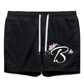 Lettre b fleurs - Short de bain - noir - Devant - AI Model Male 185 light (185cm)