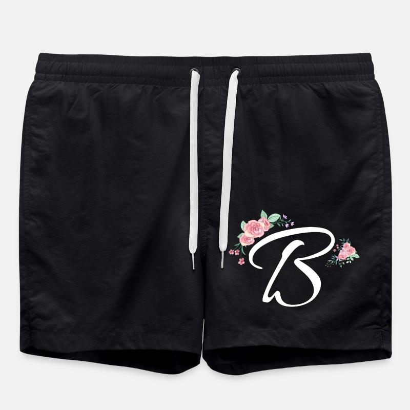 Letter b flowers - Swim Trunks - black