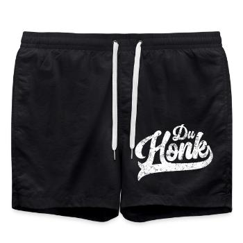 Du Honk Vintage Lustiges Männergeschenk - Badeshorts - Schwarz - Vorne - AI Model Male 185 light (185cm)