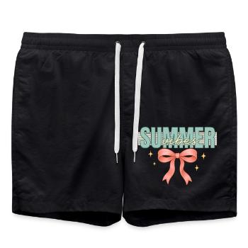 Sommer Vibe rosa Schleife png | Sommerliche kokette Schleife - Badeshorts - Schwarz - Vorne - AI Model Male 185 light (185cm)