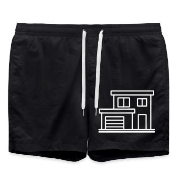 Maison Maison Bâtiment Symbole - Short de bain - noir - Devant - AI Model Male 185 light (185cm)