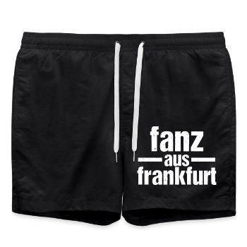 fanz aus Frankfurt – Deutschrock La Familia - Badeshorts - Schwarz - Vorne - AI Model Male 185 light (185cm)