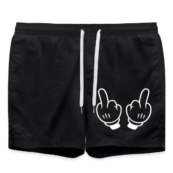 Doigt d’honneur main bande dessinée - Short de bain - noir - Devant - AI Model Male 185 light (185cm)