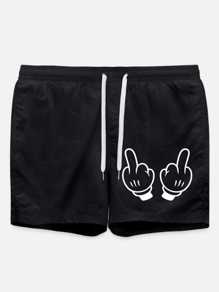 Mittelfinger Hand Comic - Badeshorts - Schwarz