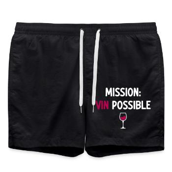 Mission Vin Possible humour vin rouge - Short de bain - noir - Devant - AI Model Male 185 light (185cm)