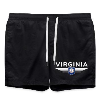 Virginia Fan Shirt – American Spirit - Swim Trunks - black - Front - AI Model Male 185 light (185cm)