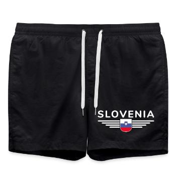 Stylish Slovenia design - Swim Trunks - black - Front - AI Model Male 185 light (185cm)