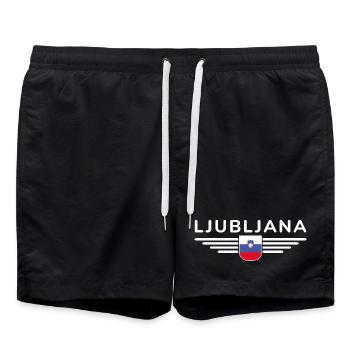 Trendiges Ljubljana Design - Badeshorts - Schwarz - Vorne - AI Model Male 185 light (185cm)