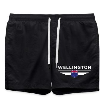 T-shirt Wellington pour les fans néo-zélandais - Short de bain - noir - Devant - AI Model Male 185 light (185cm)