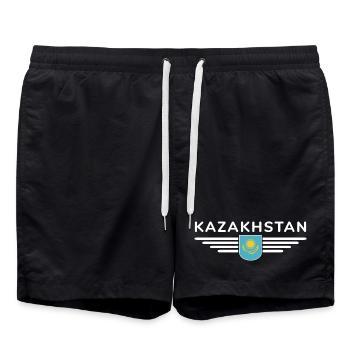 Kazakhstan Design – Steppe et tradition - Short de bain - noir - Devant - AI Model Male 185 light (185cm)