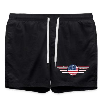 I Love USA, Elegance Style Design T-Shirt - Swim Trunks - black - Front - AI Model Male 185 light (185cm)