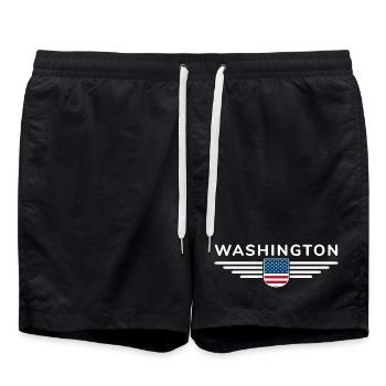 Washington USA Outfit Design T-Shirt - Short de bain - noir - Devant - AI Model Male 185 light (185cm)
