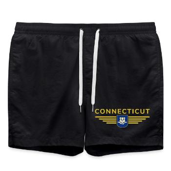 Connecticut Fan T-Shirt – Style & Coast - Swim Trunks - black - Front - AI Model Male 185 light (185cm)