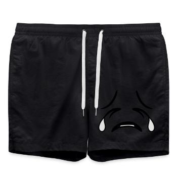 cool visage tête triste pleurer traenen un - Short de bain - noir - Devant - AI Model Male 185 light (185cm)