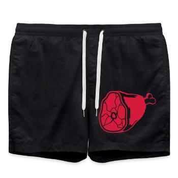 schenkel fleisch haxe eisbein essen grillen raeuch - Badeshorts - Schwarz - Vorne - AI Model Male 185 light (185cm)
