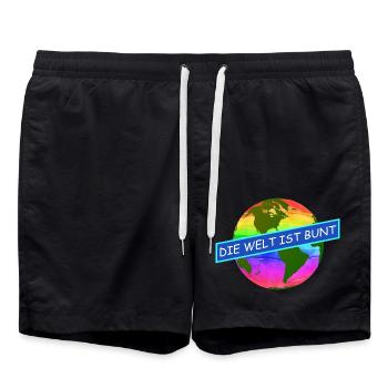 die welt ist bunt komtinente auf regenbogenfarben - Badeshorts - Schwarz - Vorne - AI Model Male 185 light (185cm)
