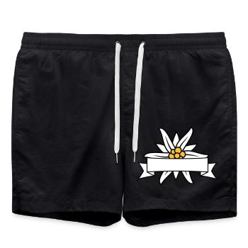 Text banner Edelweiss - Swim Trunks - black - Front - AI Model Male 185 light (185cm)