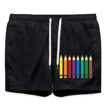 crayons de couleur - Short de bain - noir - Devant - AI Model Male 185 light (185cm)