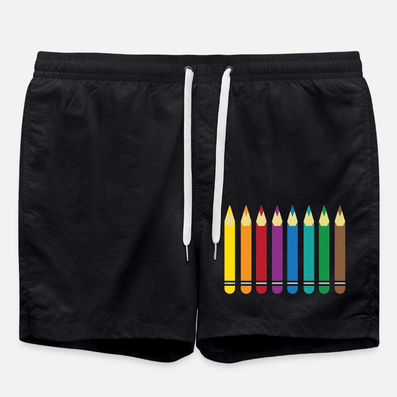 Buntstifte - Badeshorts - Schwarz