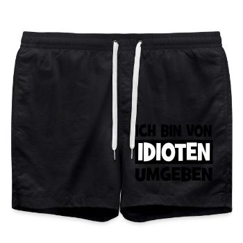 Ich bin von Idioten umgeben - Badeshorts - Schwarz - Vorne - AI Model Male 185 light (185cm)