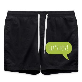 Conception "Let's fetz" avec bulle de dialogue - Short de bain - noir - Devant - AI Model Male 185 light (185cm)