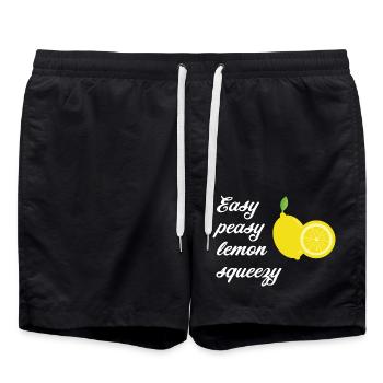 Zitronen mit Spruch Easy peasy lemon squeezy - Badeshorts - Schwarz - Vorne - AI Model Male 185 light (185cm)