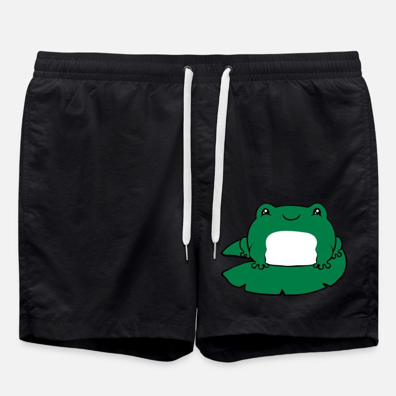 Frog on water lily - Swim Trunks - black