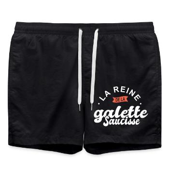 reine la galette saucisse breton bretagne cuisine - Short de bain - noir - Devant - AI Model Male 185 light (185cm)