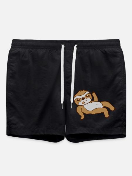 Waving sloth chills lying down - Swim Trunks - black