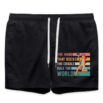 La main qui berce le berceau règne sur le monde - Short de bain - noir - Devant - AI Model Male 185 light (185cm)