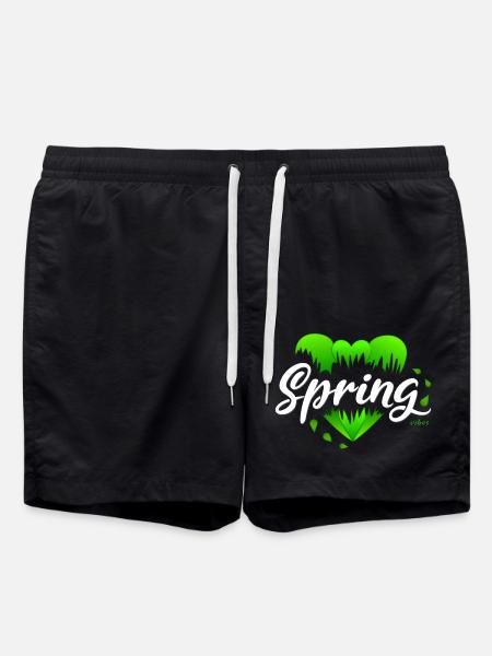 Spring Springtime Hearts - Swim Trunks - black