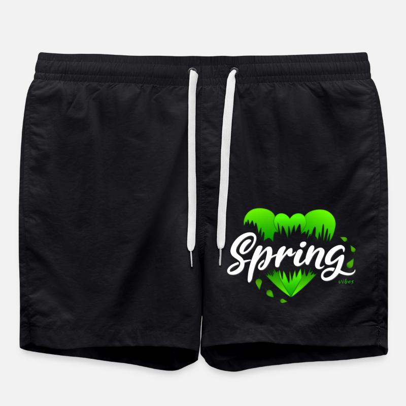 Spring Springtime Hearts - Swim Trunks - black