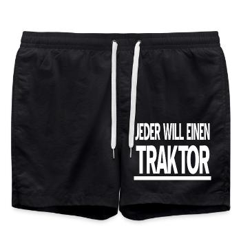Tracteur - Short de bain - noir - Devant - AI Model Male 185 light (185cm)