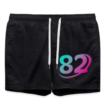 Nummer 82 mehrfarbig - Badeshorts - Schwarz - Vorne - AI Model Male 185 light (185cm)