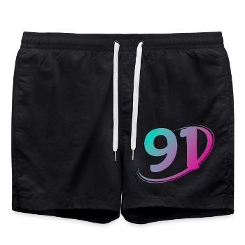 Number 91 multicolor - Swim Trunks - black - Front - AI Model Male 185 light (185cm)