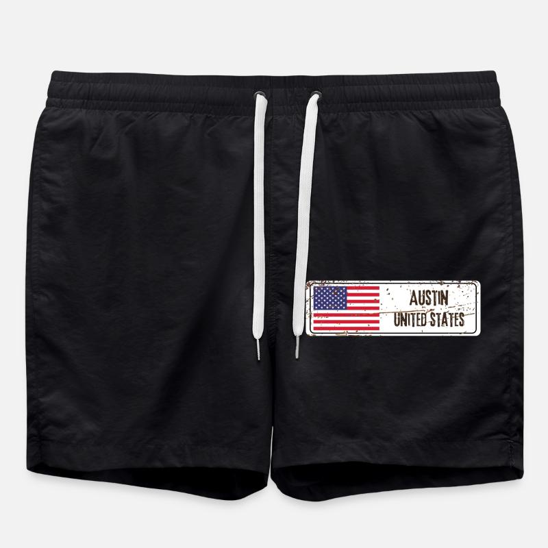 Austin United States Flag - Swim Trunks - black