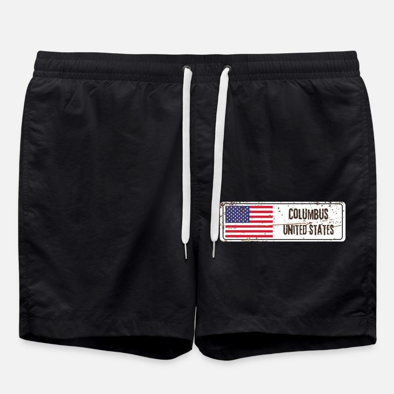 Columbus United States Flag - Swim Trunks - black