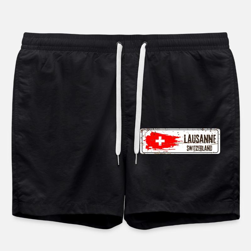 Lausanne Suisse Drapeau - Short de bain - noir