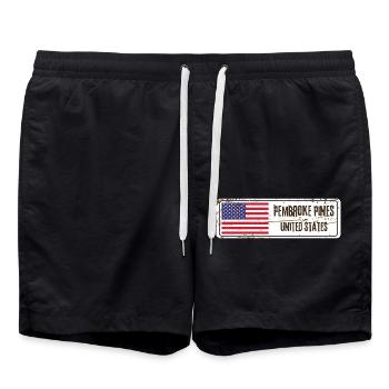 Pembroke Pines Drapeau des États-Unis - Short de bain - noir - Devant - AI Model Male 185 light (185cm)