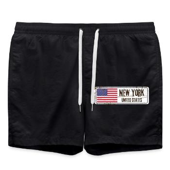 New York United States Flag - Swim Trunks - black - Front - AI Model Male 185 light (185cm)