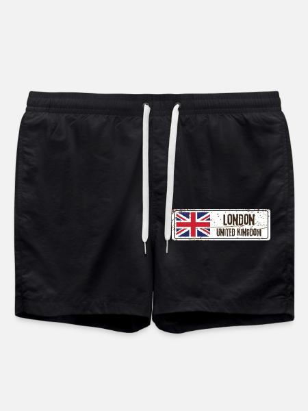 London United Kingdom Flag - Swim Trunks - black
