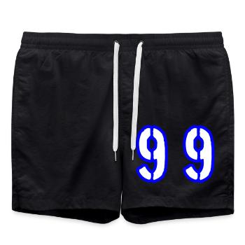 99 Zahl Symbol - Badeshorts - Schwarz - Vorne - AI Model Male 185 light (185cm)