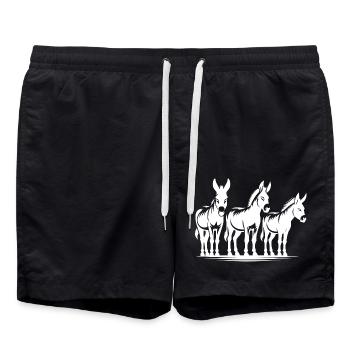 Süsse Esel Gruppe Porträt Landwirt Bilder - Badeshorts - Schwarz - Vorne - AI Model Male 185 light (185cm)